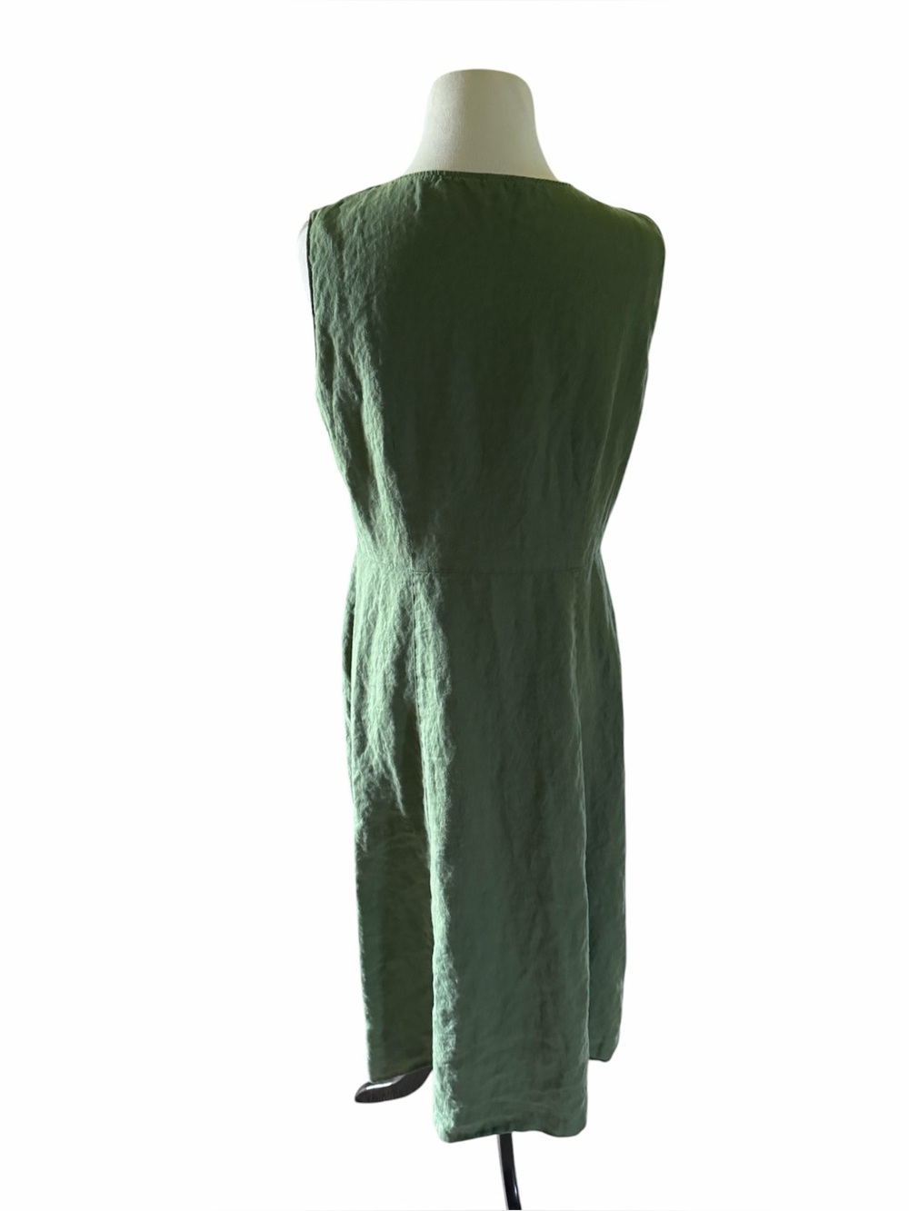 Trachten country house dress green 100% button down linen , made in Germany, M - Picture 2 of 8